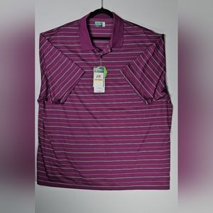 Ben Hogan Performance Gold Polo shirt. Purple Stripes Size 4XL